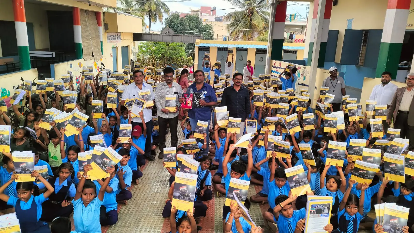 Uniforms and notebooks for 280 children at Government Higher Primary School, Ganigarapalya